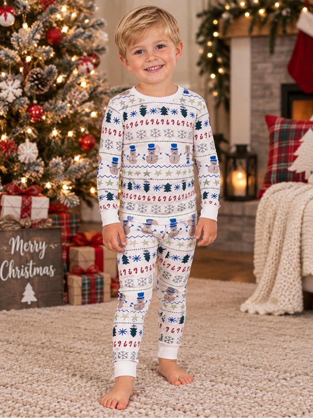 Carter’s Snowman Fair Isle Long Sleeve -2 Piece Pajama Set Unisex Size 3T